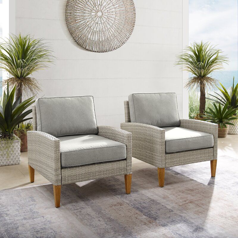 Caler Outdoor Patio Chair with Cushions Set of 2 thumbnail 2