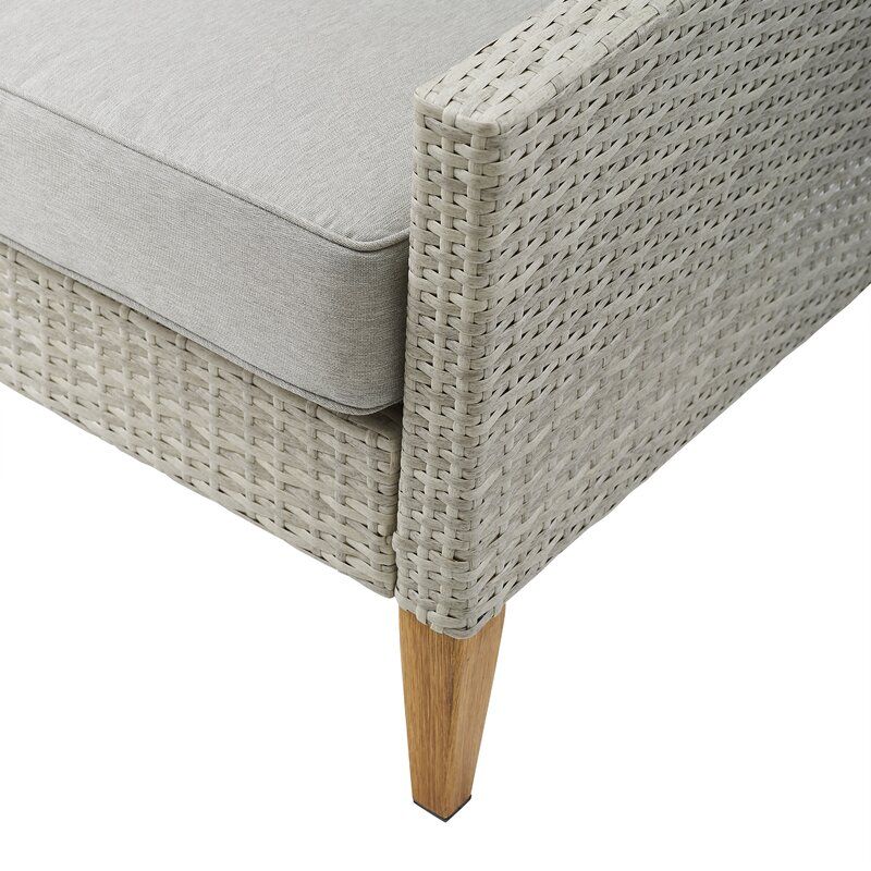 Calep Outdoor Wicker Patio Sofa with Cushions thumbnail 5