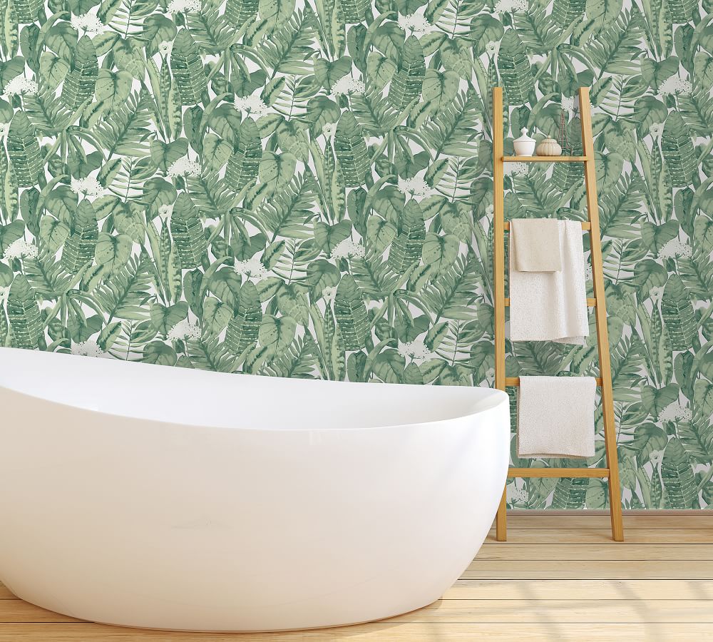 Tropical Jungle Green Leaf Removable Wallpaper thumbnail 2