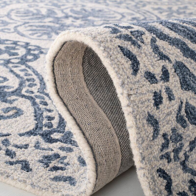 Nina Tufted Wool Oriental Area Rug In Navy-9'x12' thumbnail 2