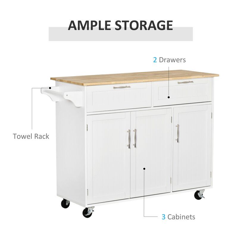 Khris 47.75'' Wide Rolling Kitchen Island thumbnail 3