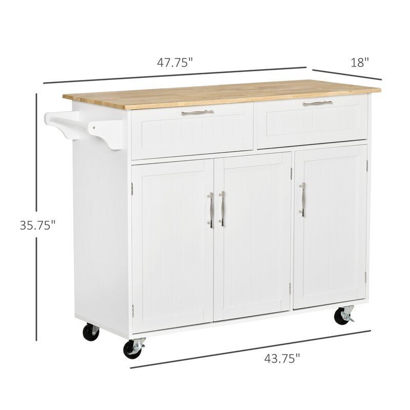 Khris 47.75'' Wide Rolling Kitchen Island thumbnail 4