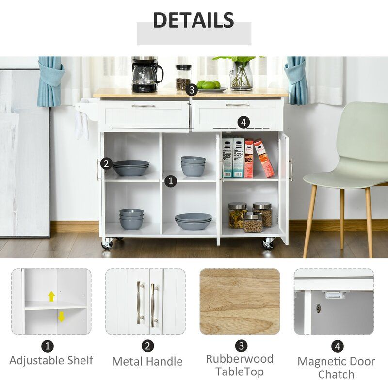 Khris 47.75'' Wide Rolling Kitchen Island thumbnail 5