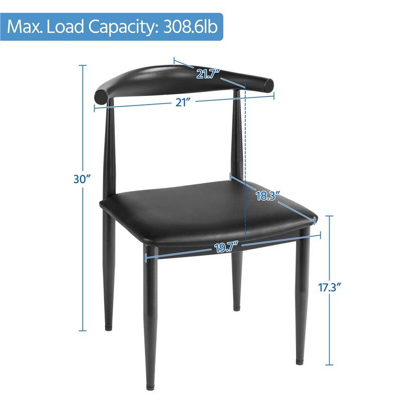 Albia Metal Side Chair in Black Set of 2 thumbnail 7