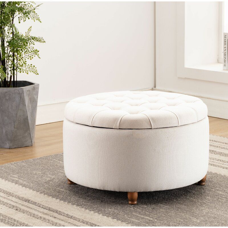 Tufted Round Storage Ottoman with Storage thumbnail 2