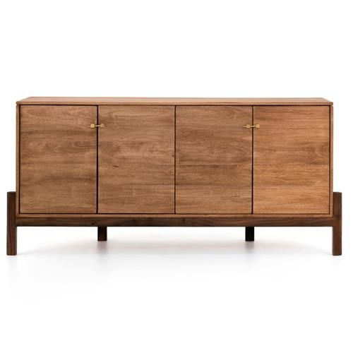 Rissa Mid Century Modern Brown Acacia Wood Sideboard thumbnail 2