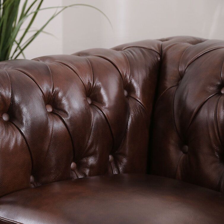 Eufaula Tufted Genuine Leather Top Grain Leather Chesterfield Chair thumbnail 5