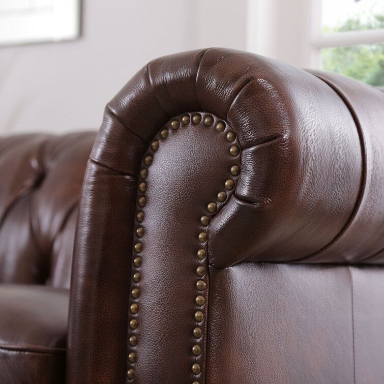 Eufaula Tufted Genuine Leather Top Grain Leather Chesterfield Chair thumbnail 6