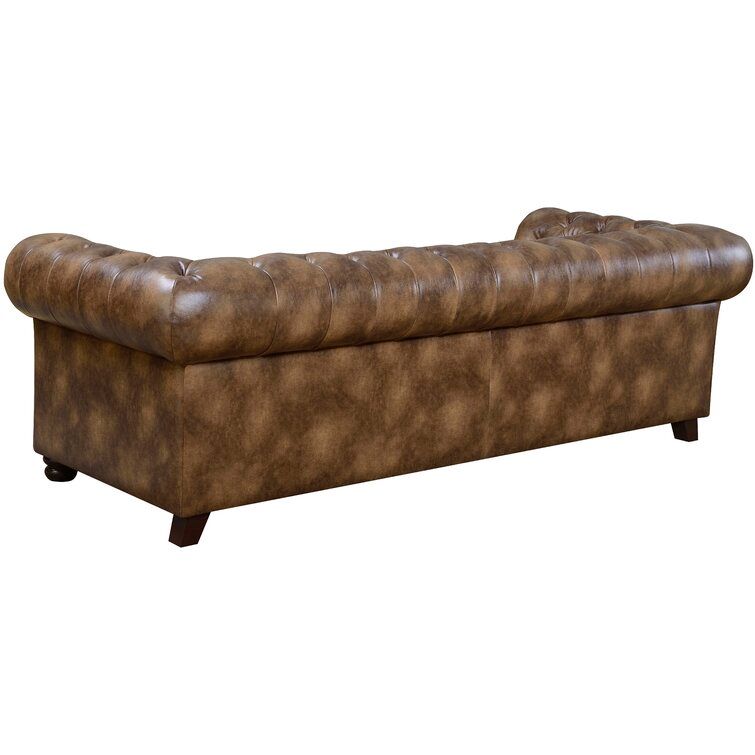 Natasa Faux Leather Rolled Arm Chesterfield Sofa thumbnail 5