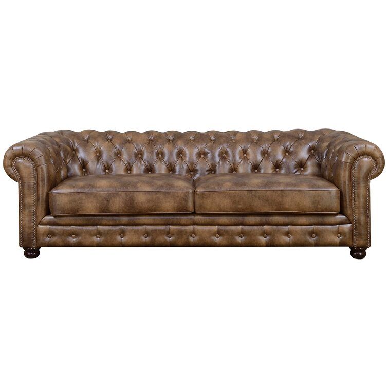 Natasa Faux Leather Rolled Arm Chesterfield Sofa thumbnail 3