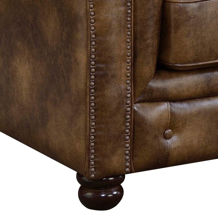 Natasa Faux Leather Rolled Arm Chesterfield Sofa thumbnail 4