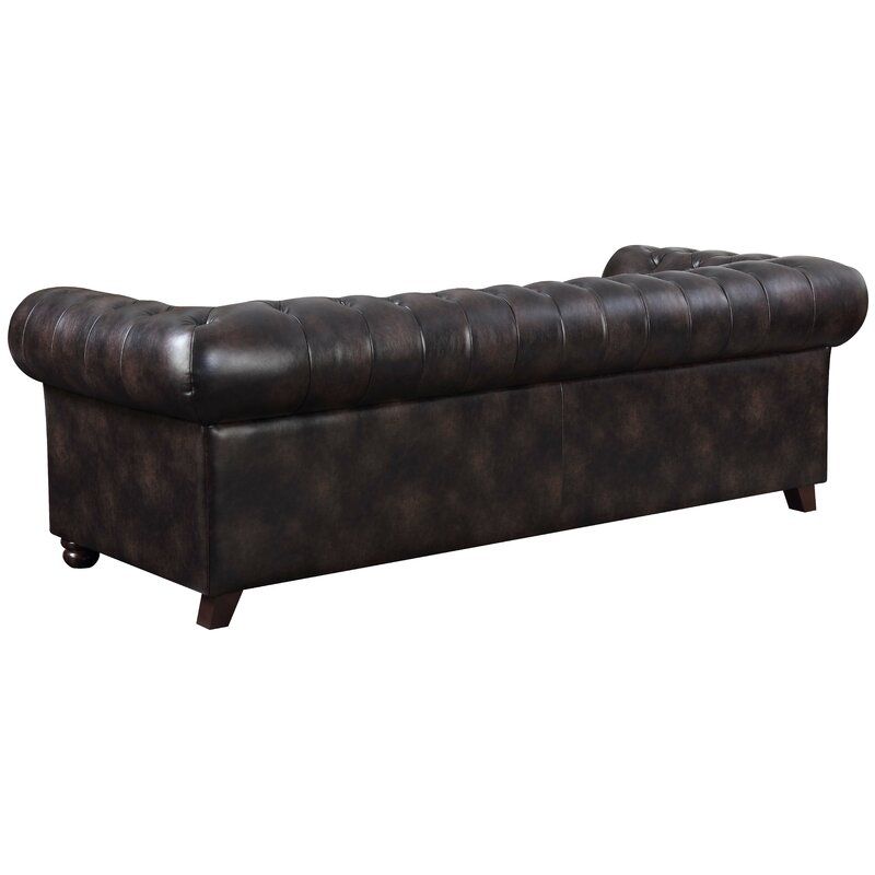 Natasa Faux Leather Rolled Arm Chesterfield Sofa thumbnail 5