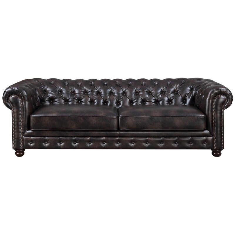Natasa Faux Leather Rolled Arm Chesterfield Sofa thumbnail 3