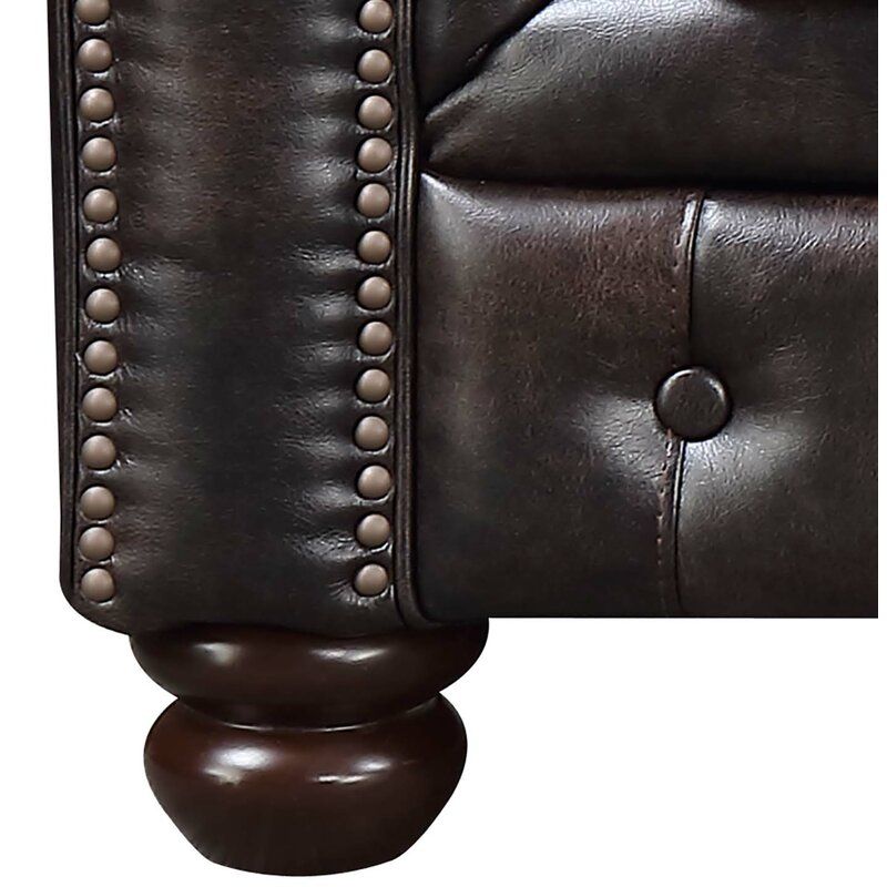 Natasa Faux Leather Rolled Arm Chesterfield Sofa thumbnail 4