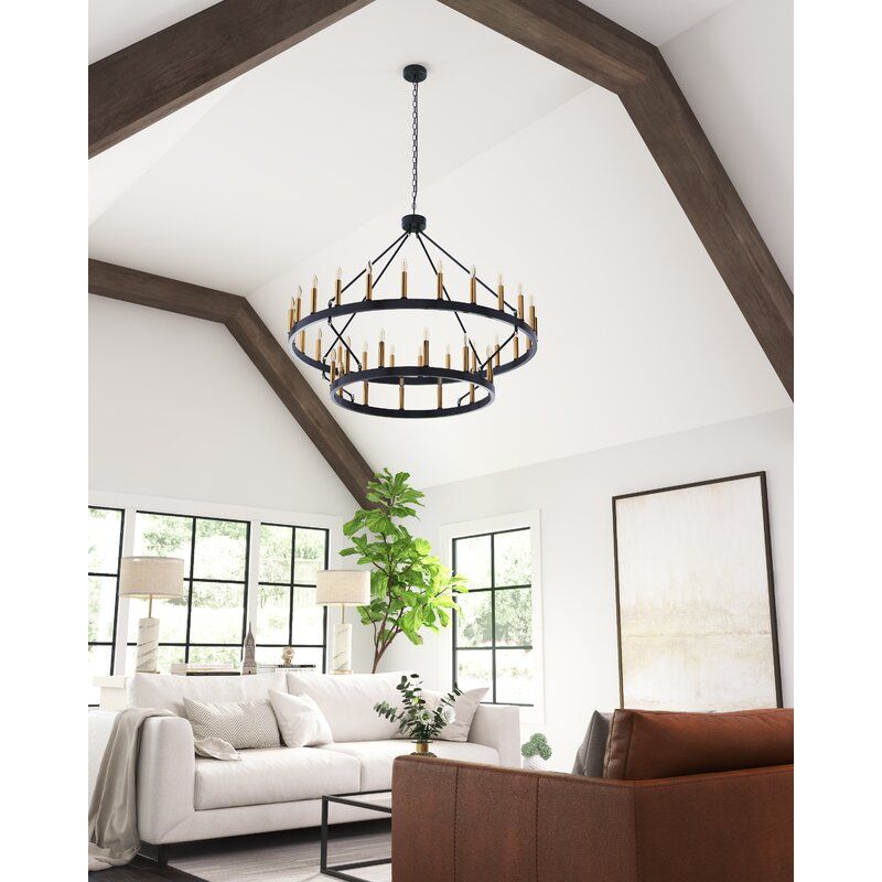 Blossom Light Candle Style Wagon Wheel Chandelier thumbnail 2