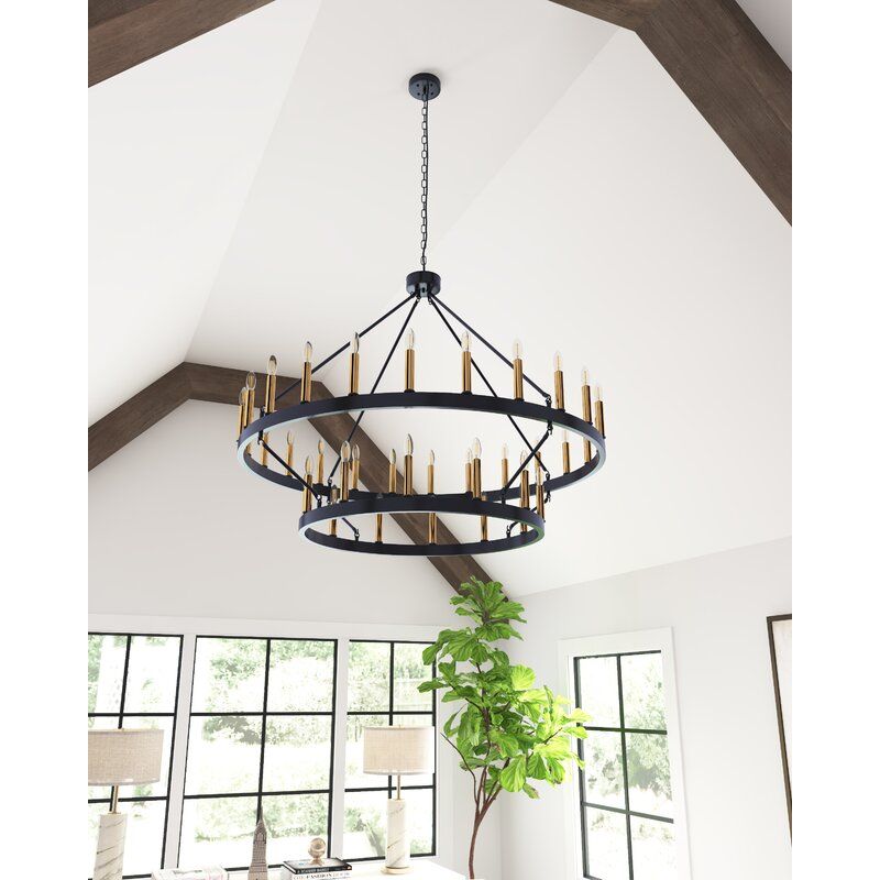Blossom Light Candle Style Wagon Wheel Chandelier thumbnail 3