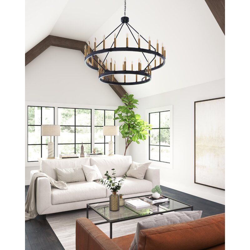 Blossom Light Candle Style Wagon Wheel Chandelier thumbnail 4