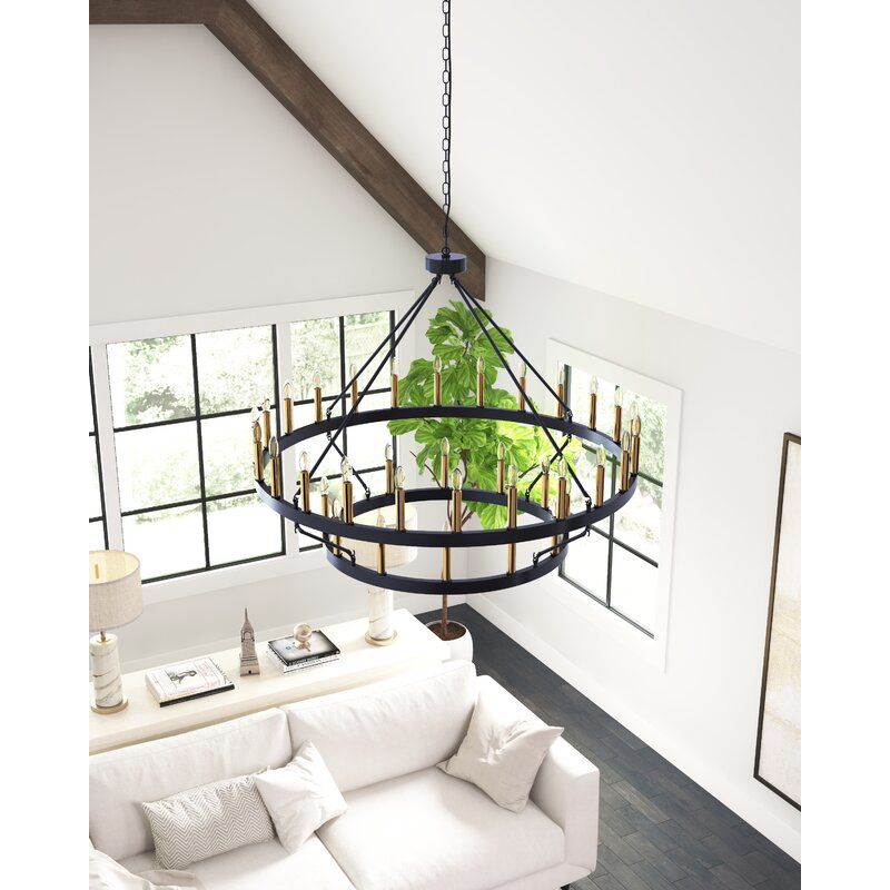 Blossom Light Candle Style Wagon Wheel Chandelier thumbnail 5