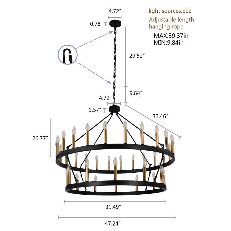 Blossom Light Candle Style Wagon Wheel Chandelier thumbnail 6