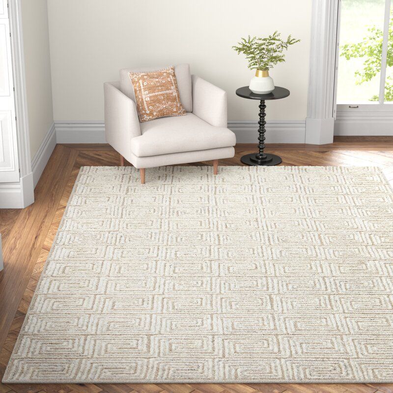 Hampson Geometric Handmade Tufted Ivory Gray Indoor Use Only-8'x11' thumbnail 2