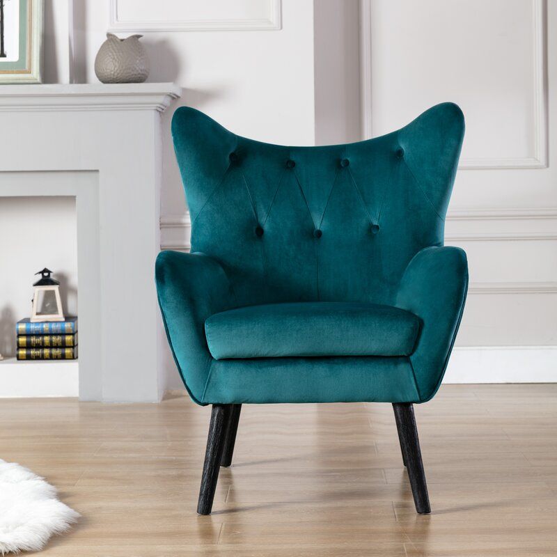 Tufted Velvet Wingback Chair thumbnail 2
