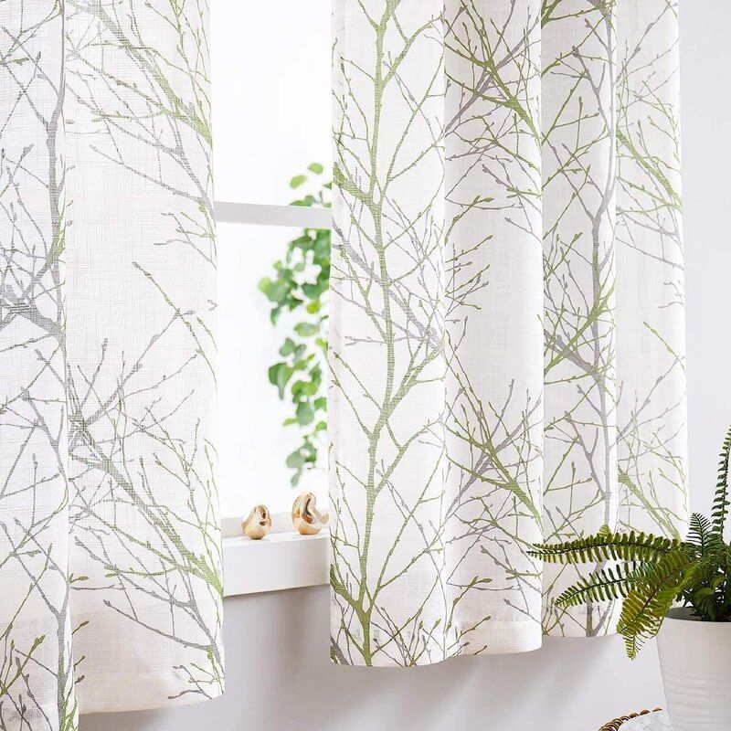 Ogreta Floral Semi Sheer Thermal Grommet Curtain Panels Set of 2-120" thumbnail 2
