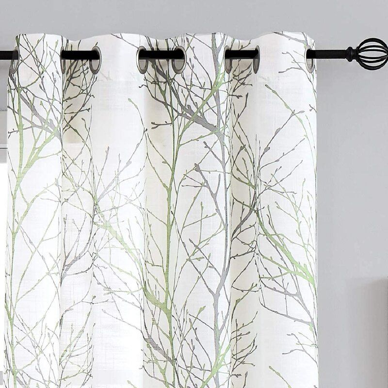 Ogreta Floral Semi Sheer Thermal Grommet Curtain Panels Set of 2-120" thumbnail 3
