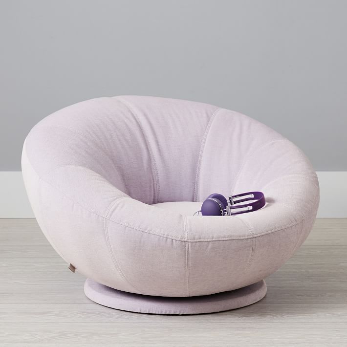 Chenille Washed Lilac Groovy Swivel Chair thumbnail 2