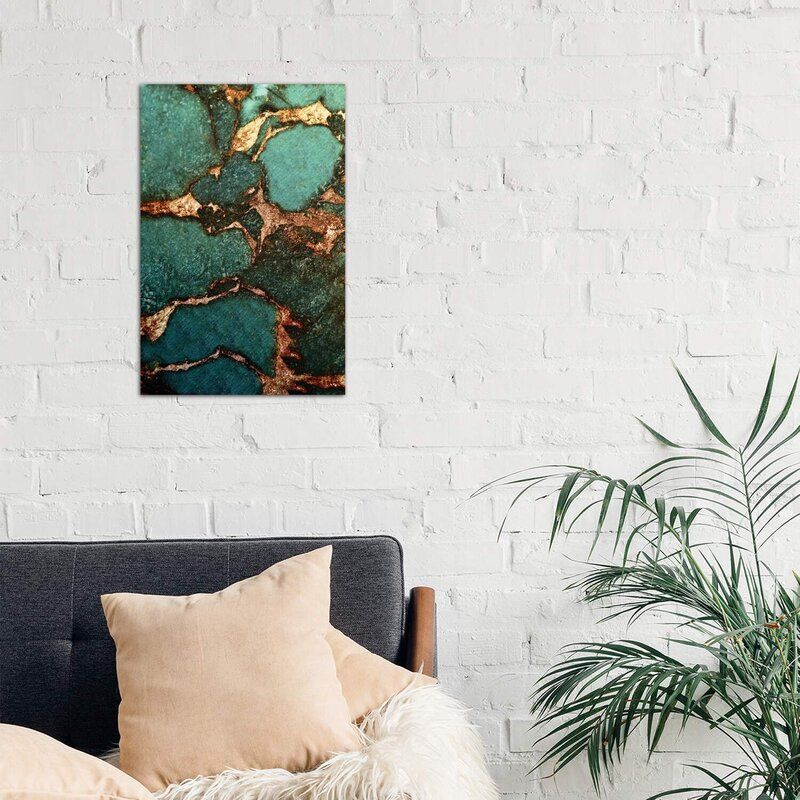 Gemstone And Gold Emerald Painting Unframe -40"x26" thumbnail 2
