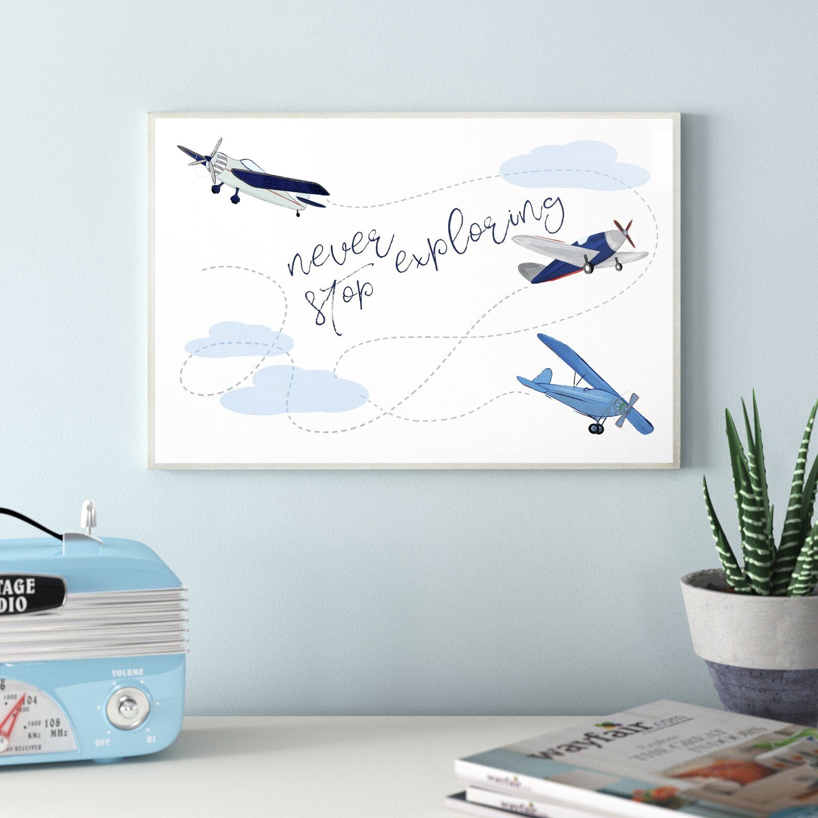 Grannis Never Stop Exploring Airplanes Decorative Plaque with Frame-12.5"x18.5" thumbnail 2