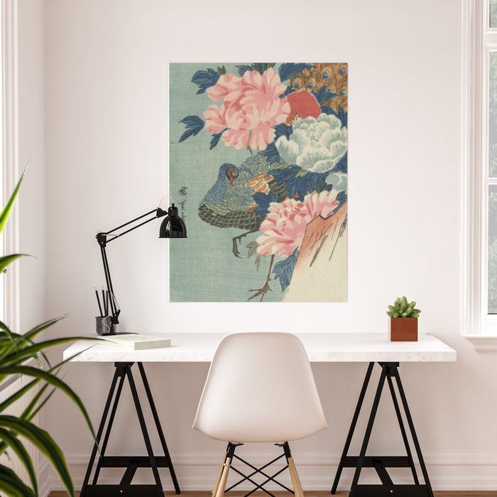 Peacock And Peonies Utagawa Hiroshige Poster-30"X40" thumbnail 2
