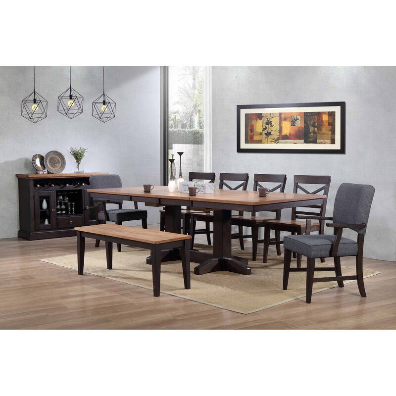 Hayden Extendable Solid Wood Trestle Dining Table thumbnail 2