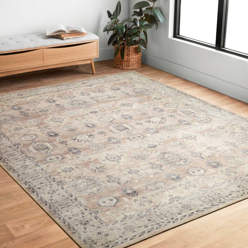 Vega Square Oriental Power Loom Ivory Area Rug-9'x12' thumbnail 3