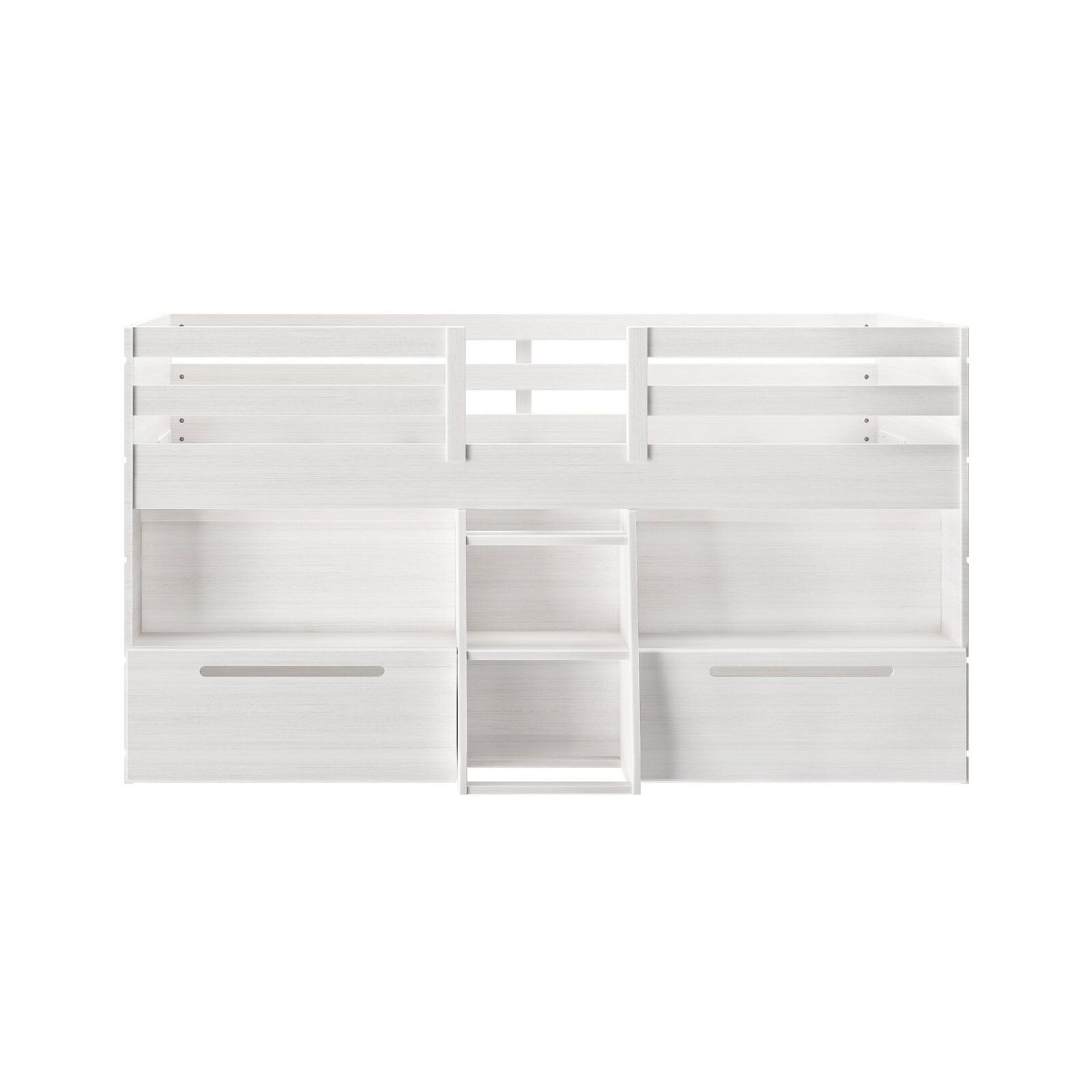 Emmie Twin Solid Wood Panel Loft Bed with Shelves-Twin thumbnail 3
