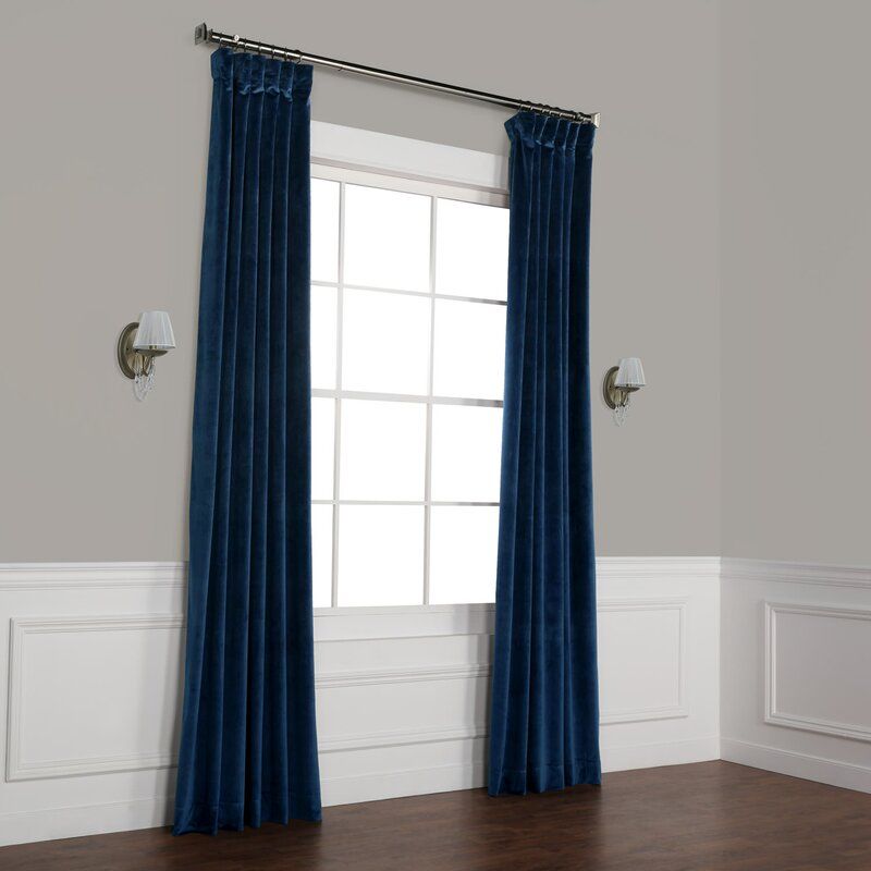 Heritage Velvet Room Darkening Rod Pocket Single Curtain Panel-96" thumbnail 2