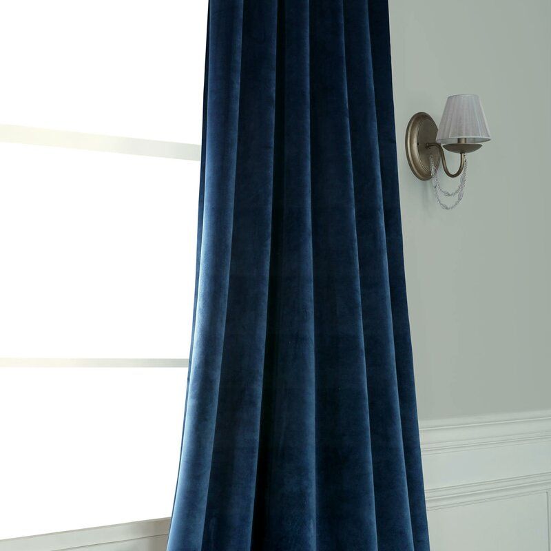 Heritage Velvet Room Darkening Rod Pocket Single Curtain Panel-96" thumbnail 3