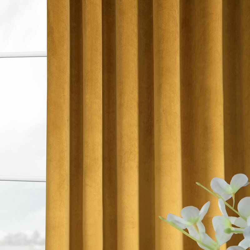 Heritage Velvet Room Darkening Rod Pocket Single Curtain Panel-96" thumbnail 2