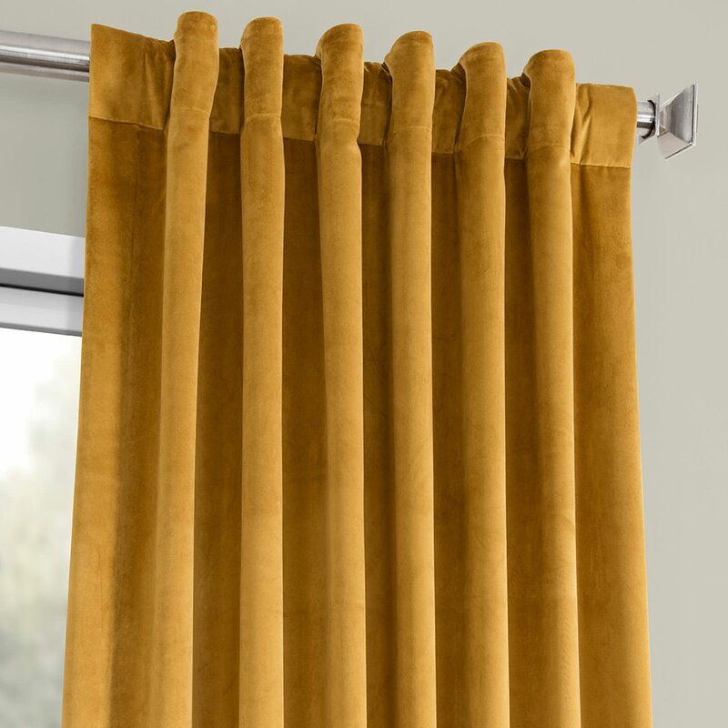 Heritage Velvet Room Darkening Rod Pocket Single Curtain Panel-96" thumbnail 3