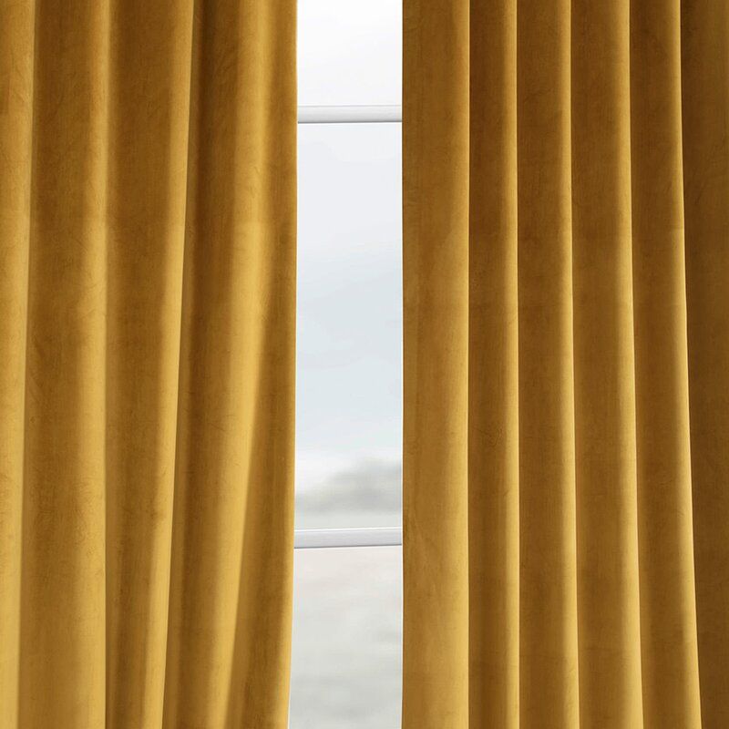 Heritage Velvet Room Darkening Rod Pocket Single Curtain Panel-96" thumbnail 4
