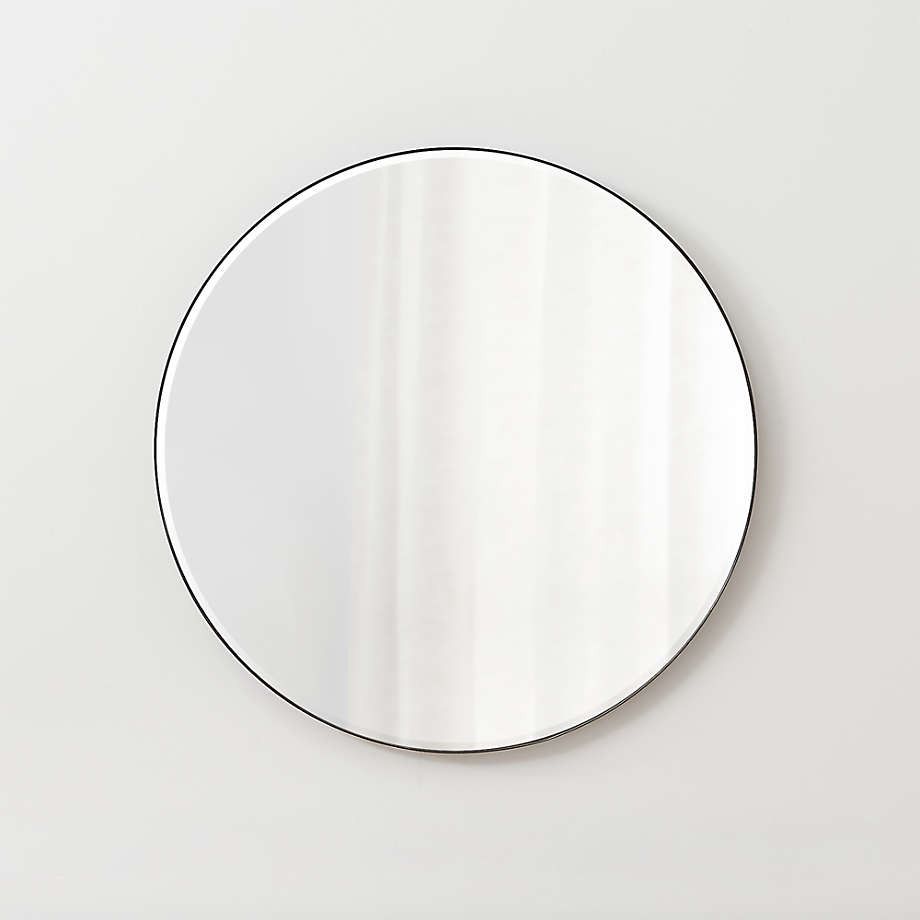 Edge Black Round Wall Mirror thumbnail 3