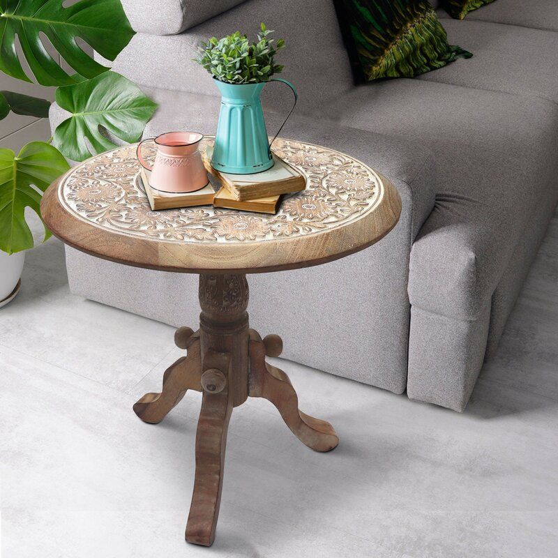 Tooborac Tall Solid Wood Pedestal End Table thumbnail 2