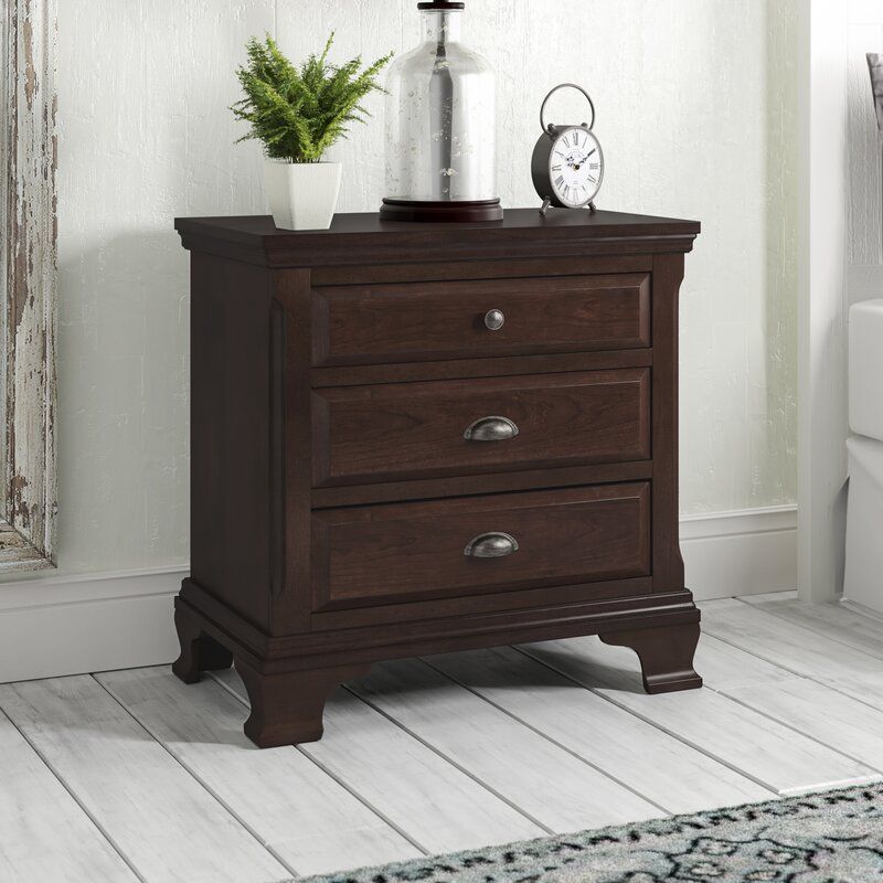 Plattsburgh Tall 3 Drawer Solid Wood Nightstand thumbnail 2