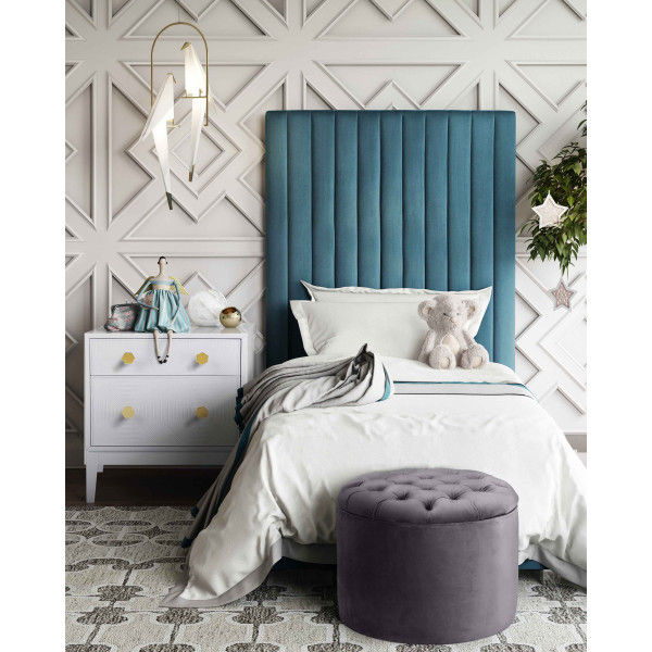 Empress Grey Velvet Storage Ottoman thumbnail 2