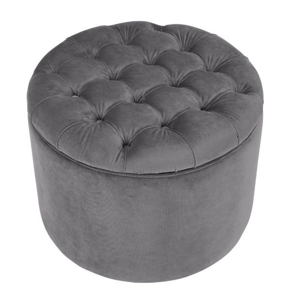 Empress Grey Velvet Storage Ottoman thumbnail 3