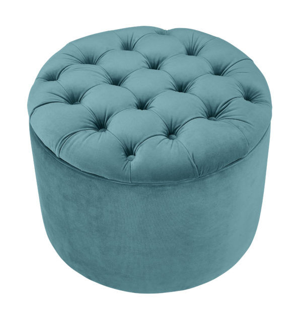 Empress Sea Blue Velvet Storage Ottoman thumbnail 3