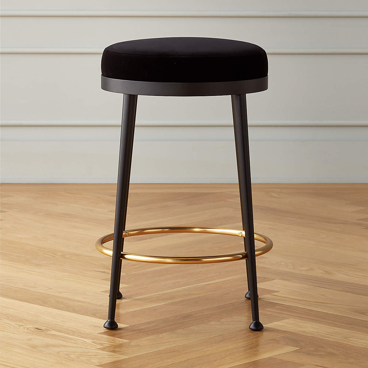 Atlas Black Velvet Counter Stool thumbnail 2