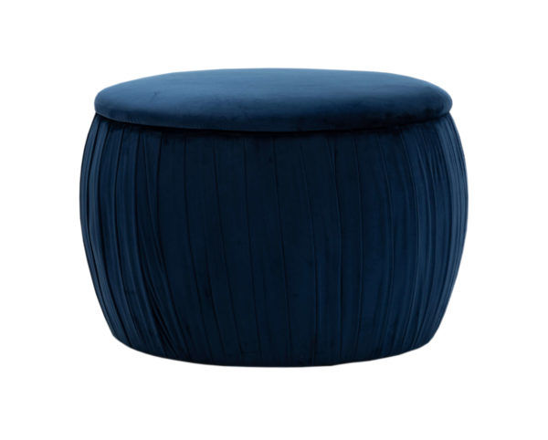 Marigold Navy Velvet Storage Ottoman thumbnail 3
