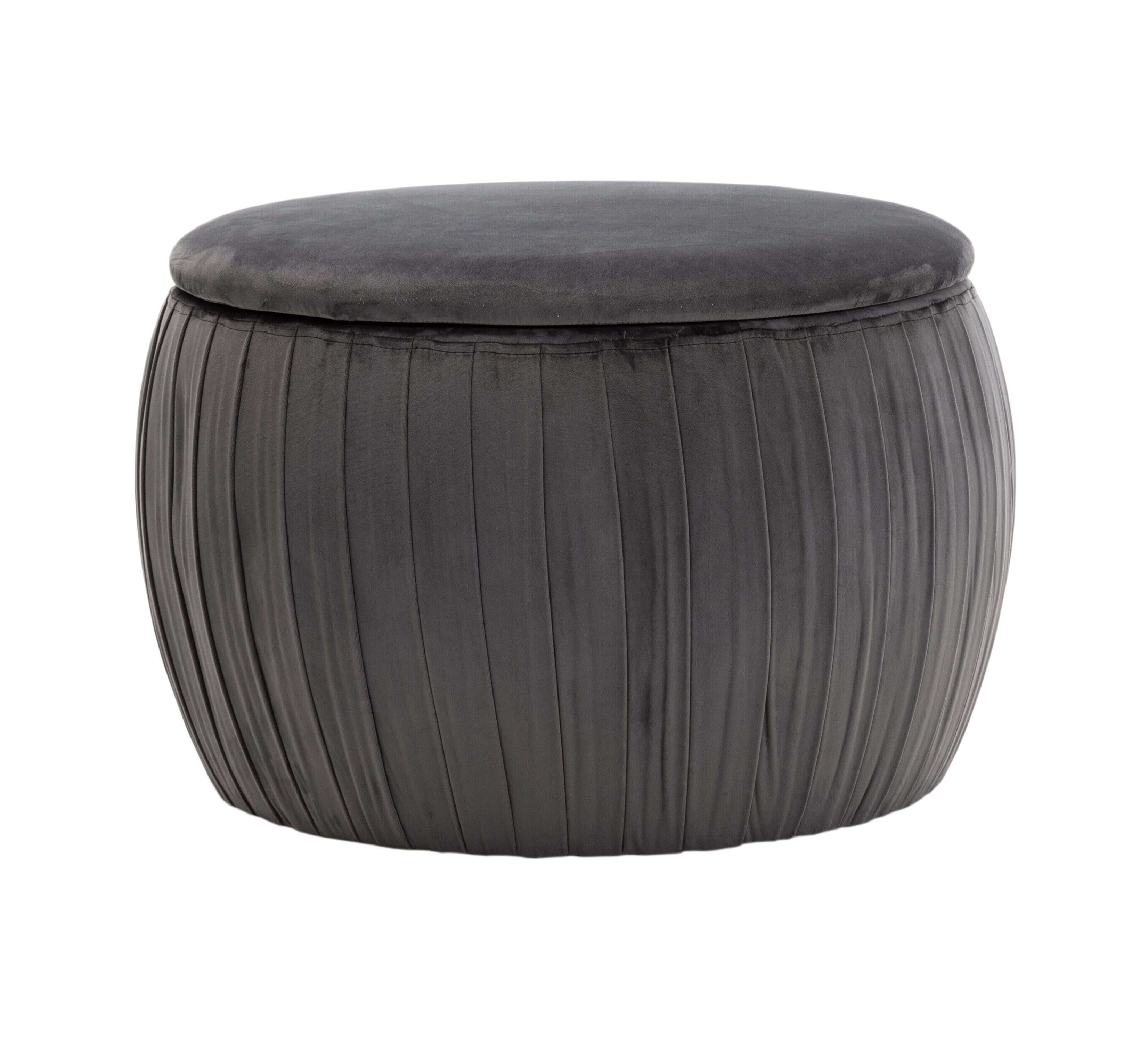 Fleur Grey Velvet Storage Ottoman  thumbnail 3