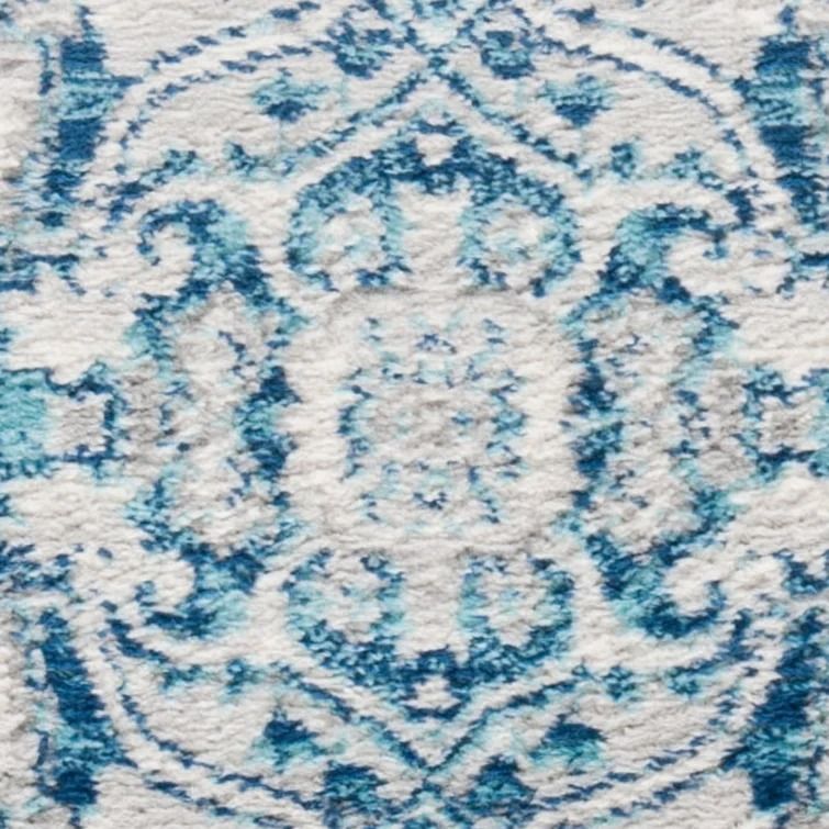 Evart Oriental Light Gray Blue Area Rug-9'x9' thumbnail 5