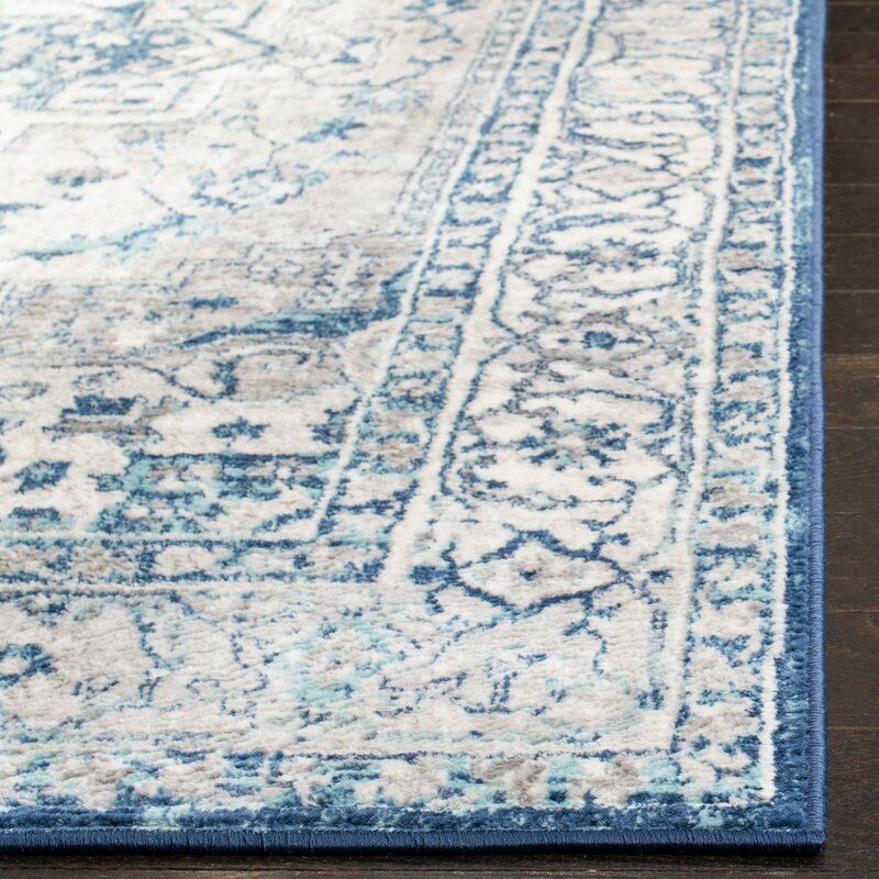 Evart Oriental Light Gray Blue Area Rug-9'x9' thumbnail 3